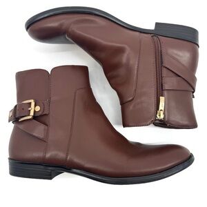 GH‎ Bass Co. Bev Brown Faux Leather Buckle Ankle Bootie Size 9